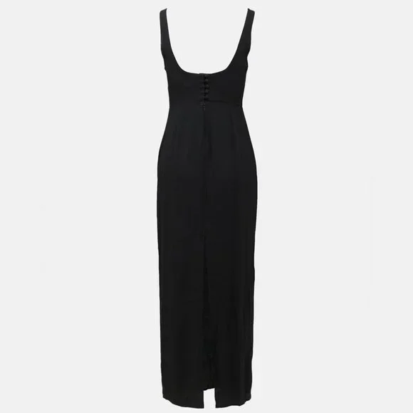 NEW NWT Reformation Reverie Dress Black Midi Button 4 - Picture 7 of 12